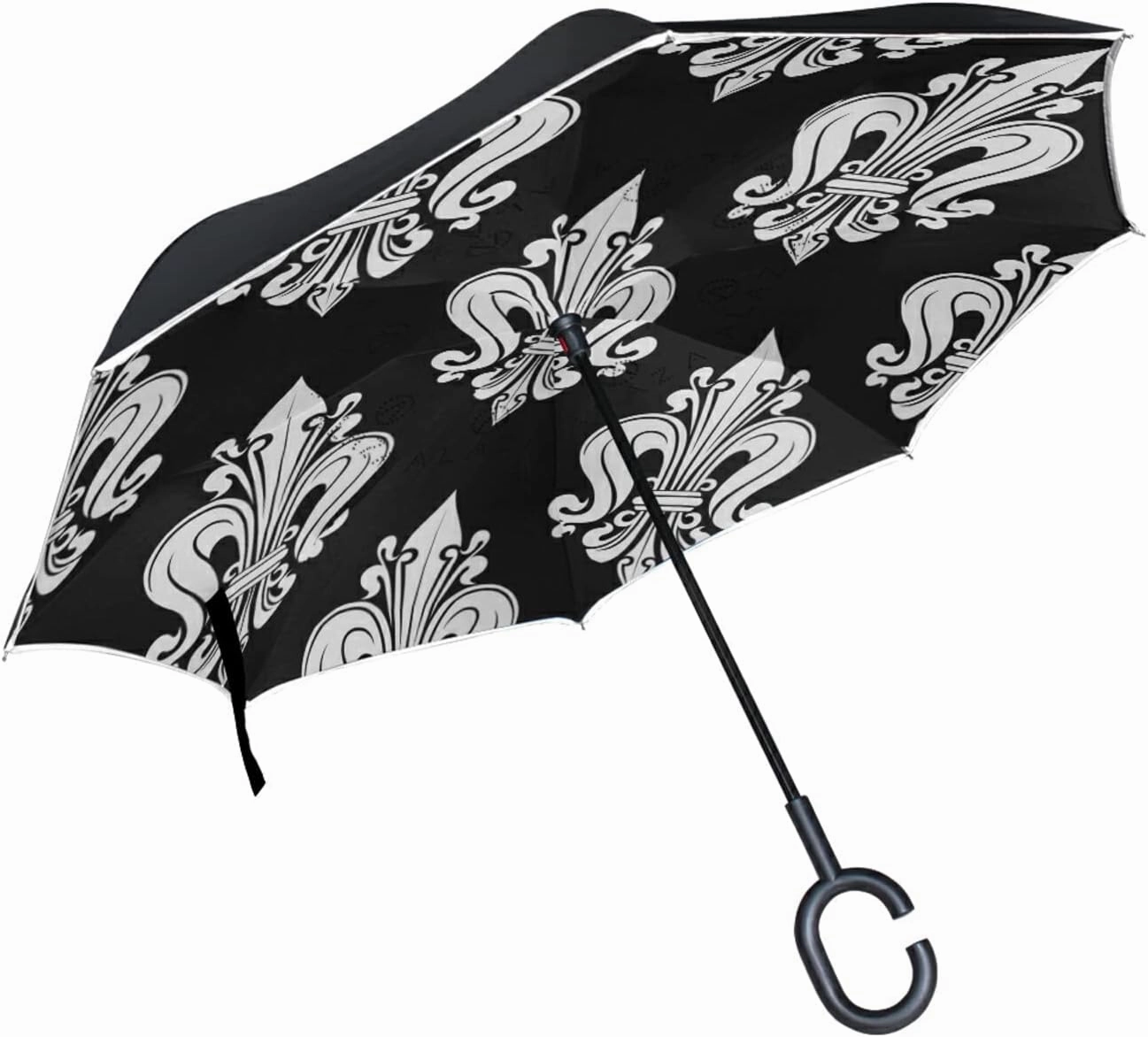 Oyihfvs Double Layer Inverted Umbrella, With C-Shaped Handle Windproof UV Proof Durable Parasol, For Men Women Outdoor Folding Rain Sun