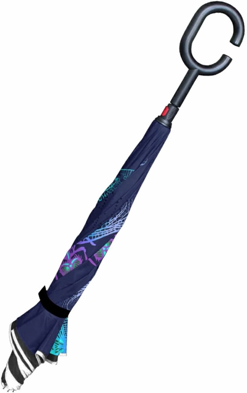 Oyihfvs Double Layer Inverted Umbrella, With C-Shaped Handle Windproof UV Proof Durable Parasol, For Men Women Outdoor Folding Rain Sun