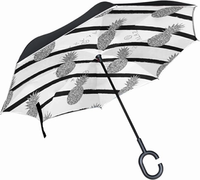Oyihfvs Double Layer Inverted Umbrella, With C-Shaped Handle Windproof UV Proof Durable Parasol, For Men Women Outdoor Folding Rain Sun