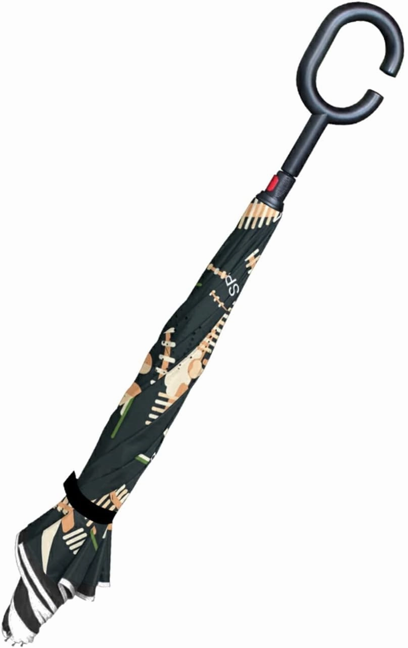 Oyihfvs Double Layer Inverted Umbrella, With C-Shaped Handle Windproof UV Proof Durable Parasol, For Men Women Outdoor Folding Rain Sun
