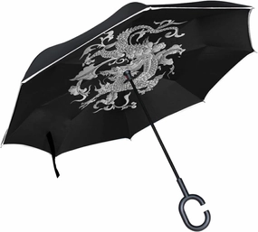 Oyihfvs Double Layer Inverted Umbrella, With C-Shaped Handle Windproof UV Proof Durable Parasol, For Men Women Outdoor Folding Rain Sun