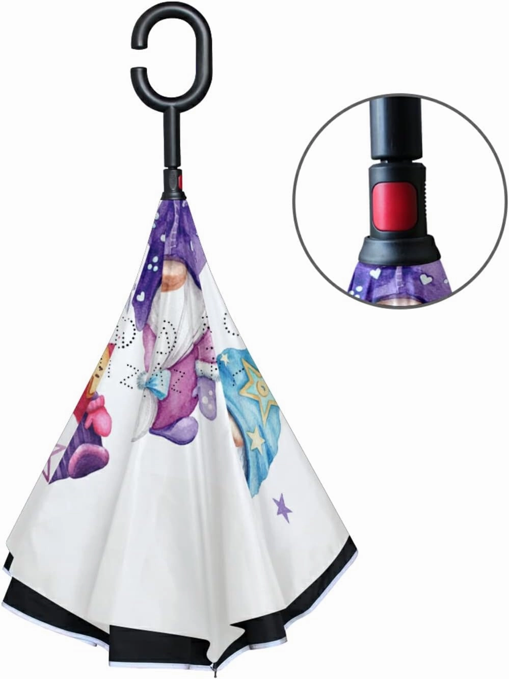 Oyihfvs Double Layer Inverted Umbrella, With C-Shaped Handle Windproof UV Proof Durable Parasol, For Men Women Outdoor Folding Rain Sun