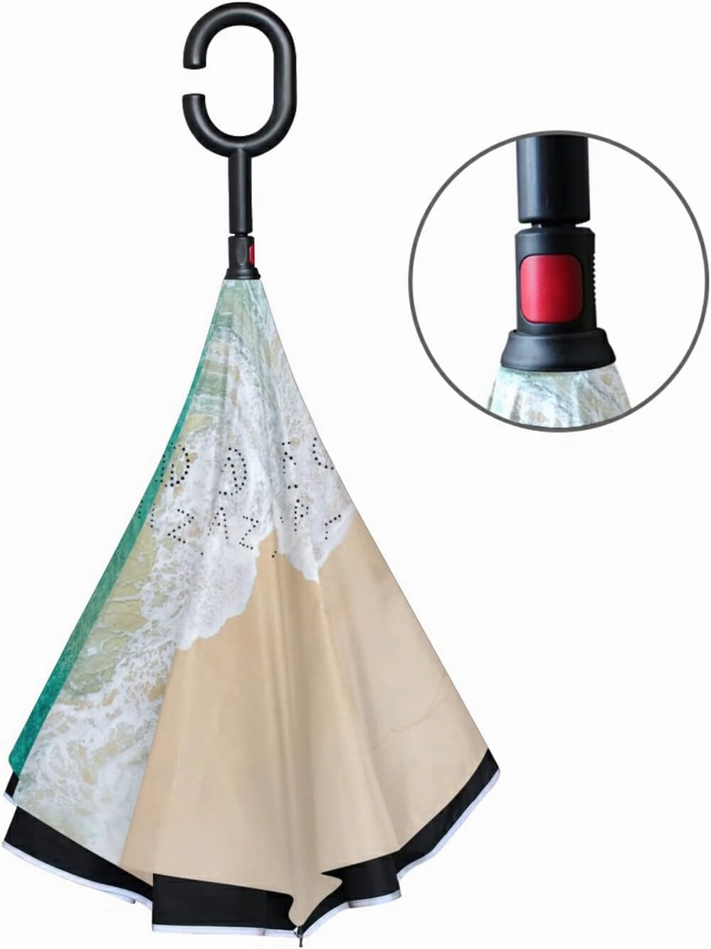 Oyihfvs Double Layer Inverted Umbrella, With C-Shaped Handle Windproof UV Proof Durable Parasol, For Men Women Outdoor Folding Rain Sun