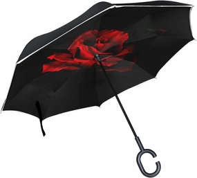 Oyihfvs Double Layer Inverted Umbrella, With C-Shaped Handle Windproof UV Proof Durable Parasol, For Men Women Outdoor Folding Rain Sun