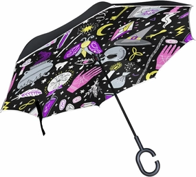 Oyihfvs Double Layer Inverted Umbrella, With C-Shaped Handle Windproof UV Proof Durable Parasol, For Men Women Outdoor Folding Rain Sun