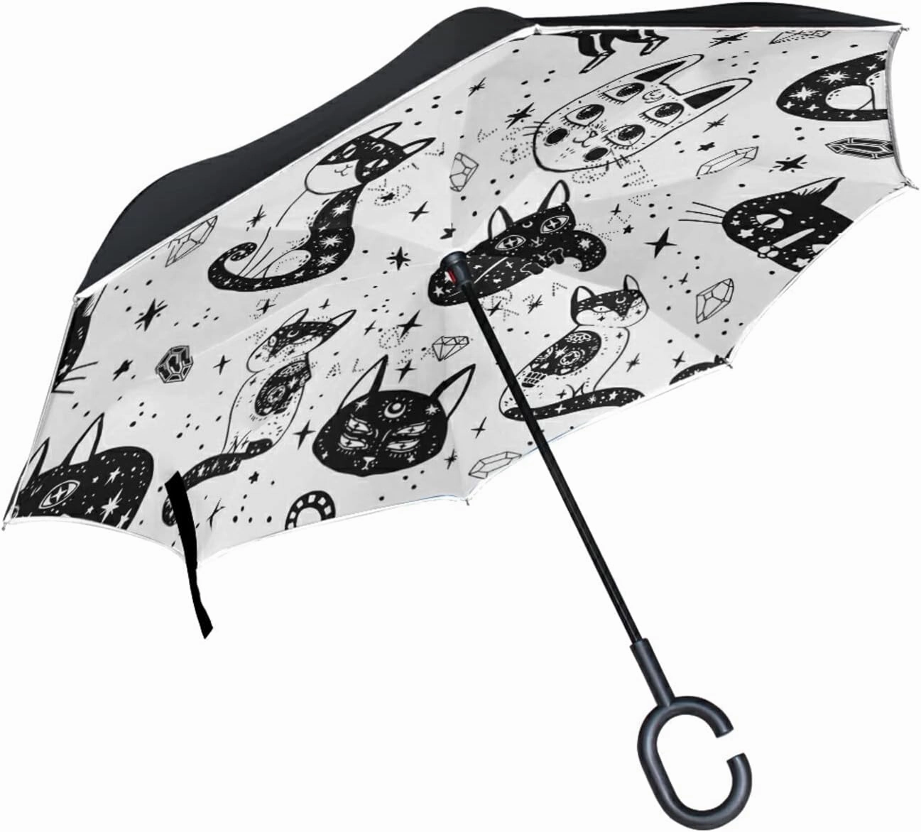 Oyihfvs Double Layer Inverted Umbrella, With C-Shaped Handle Windproof UV Proof Durable Parasol, For Men Women Outdoor Folding Rain Sun