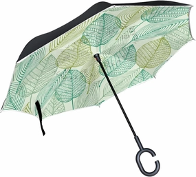 Oyihfvs Double Layer Inverted Umbrella, With C-Shaped Handle Windproof UV Proof Durable Parasol, For Men Women Outdoor Folding Rain Sun