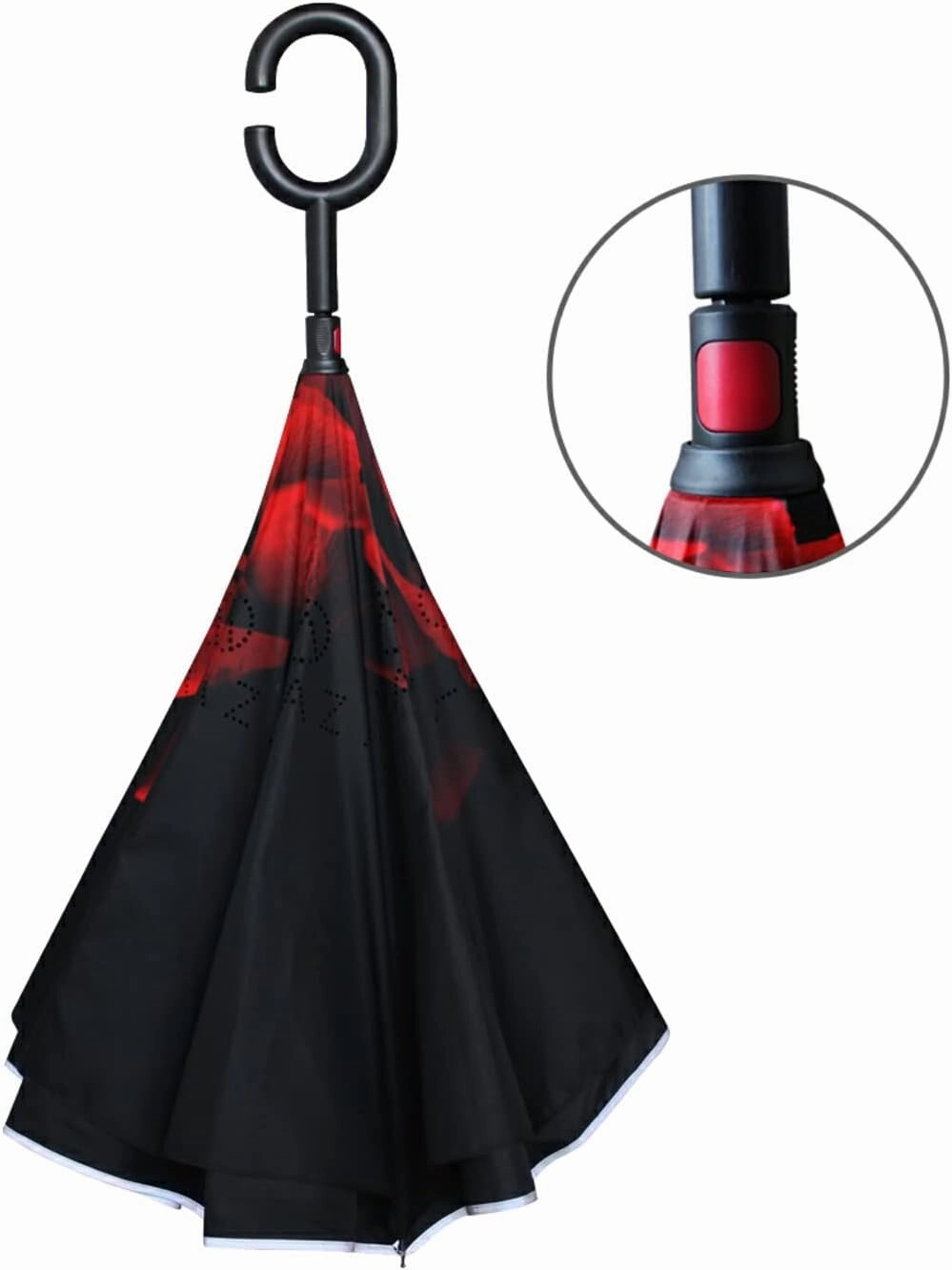 Oyihfvs Double Layer Inverted Umbrella, With C-Shaped Handle Windproof UV Proof Durable Parasol, For Men Women Outdoor Folding Rain Sun