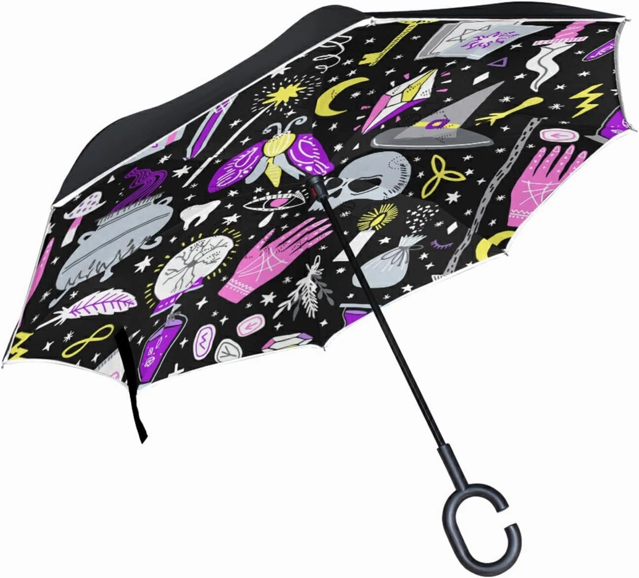 Oyihfvs Double Layer Inverted Umbrella, With C-Shaped Handle Windproof UV Proof Durable Parasol, For Men Women Outdoor Folding Rain Sun