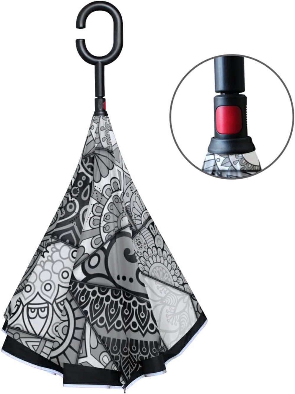 Oyihfvs Double Layer Inverted Umbrella, With C-Shaped Handle Windproof UV Proof Durable Parasol, For Men Women Outdoor Folding Rain Sun