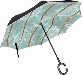 Oyihfvs Double Layer Inverted Umbrella, With C-Shaped Handle Windproof UV Proof Durable Parasol, For Men Women Outdoor Folding Rain Sun
