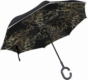Oyihfvs Double Layer Inverted Umbrella, With C-Shaped Handle Windproof UV Proof Durable Parasol, For Men Women Outdoor Folding Rain Sun