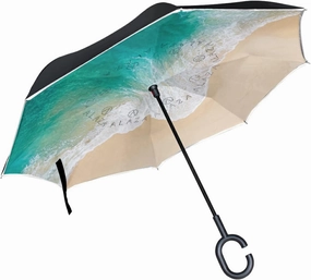 Oyihfvs Double Layer Inverted Umbrella, With C-Shaped Handle Windproof UV Proof Durable Parasol, For Men Women Outdoor Folding Rain Sun