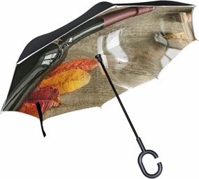 Oyihfvs Double Layer Inverted Umbrella, With C-Shaped Handle Windproof UV Proof Durable Parasol, For Men Women Outdoor Folding Rain Sun
