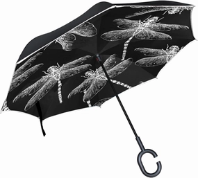 Oyihfvs Double Layer Inverted Umbrella, With C-Shaped Handle Windproof UV Proof Durable Parasol, For Men Women Outdoor Folding Rain Sun