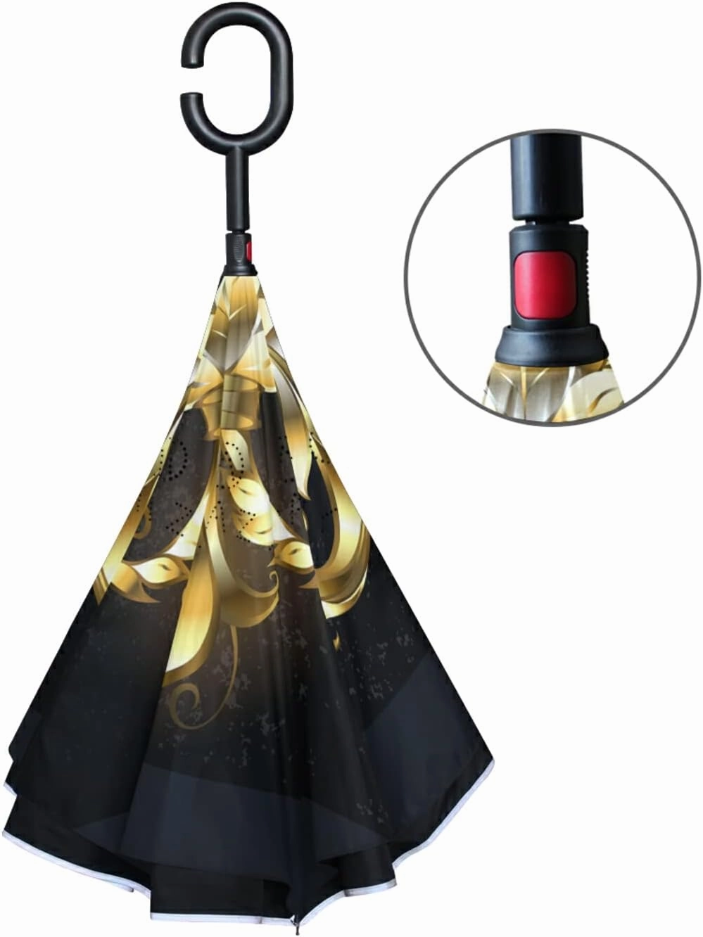 Oyihfvs Double Layer Inverted Umbrella, With C-Shaped Handle Windproof UV Proof Durable Parasol, For Men Women Outdoor Folding Rain Sun