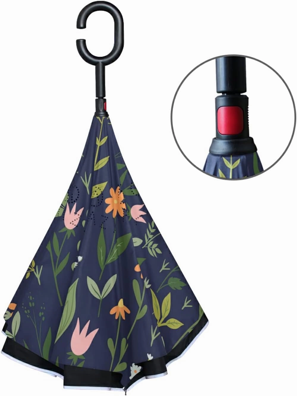 Oyihfvs Double Layer Inverted Umbrella, With C-Shaped Handle Windproof UV Proof Durable Parasol, For Men Women Outdoor Folding Rain Sun