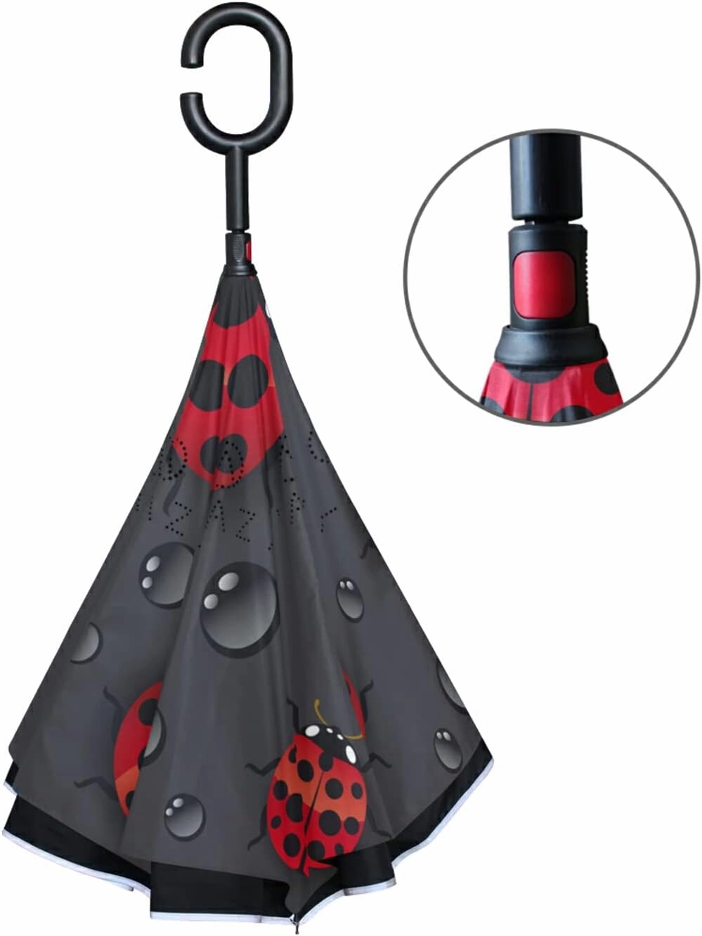 Oyihfvs Double Layer Inverted Umbrella, With C-Shaped Handle Windproof UV Proof Durable Parasol, For Men Women Outdoor Folding Rain Sun