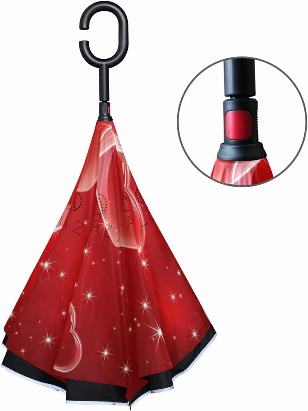 Oyihfvs Double Layer Inverted Umbrella, With C-Shaped Handle Windproof UV Proof Durable Parasol, For Men Women Outdoor Folding Rain Sun
