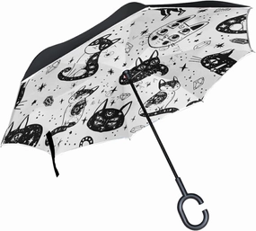 Oyihfvs Double Layer Inverted Umbrella, With C-Shaped Handle Windproof UV Proof Durable Parasol, For Men Women Outdoor Folding Rain Sun