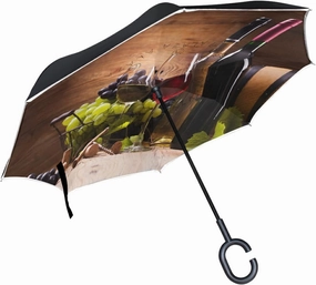 Oyihfvs Double Layer Inverted Umbrella, With C-Shaped Handle Windproof UV Proof Durable Parasol, For Men Women Outdoor Folding Rain Sun