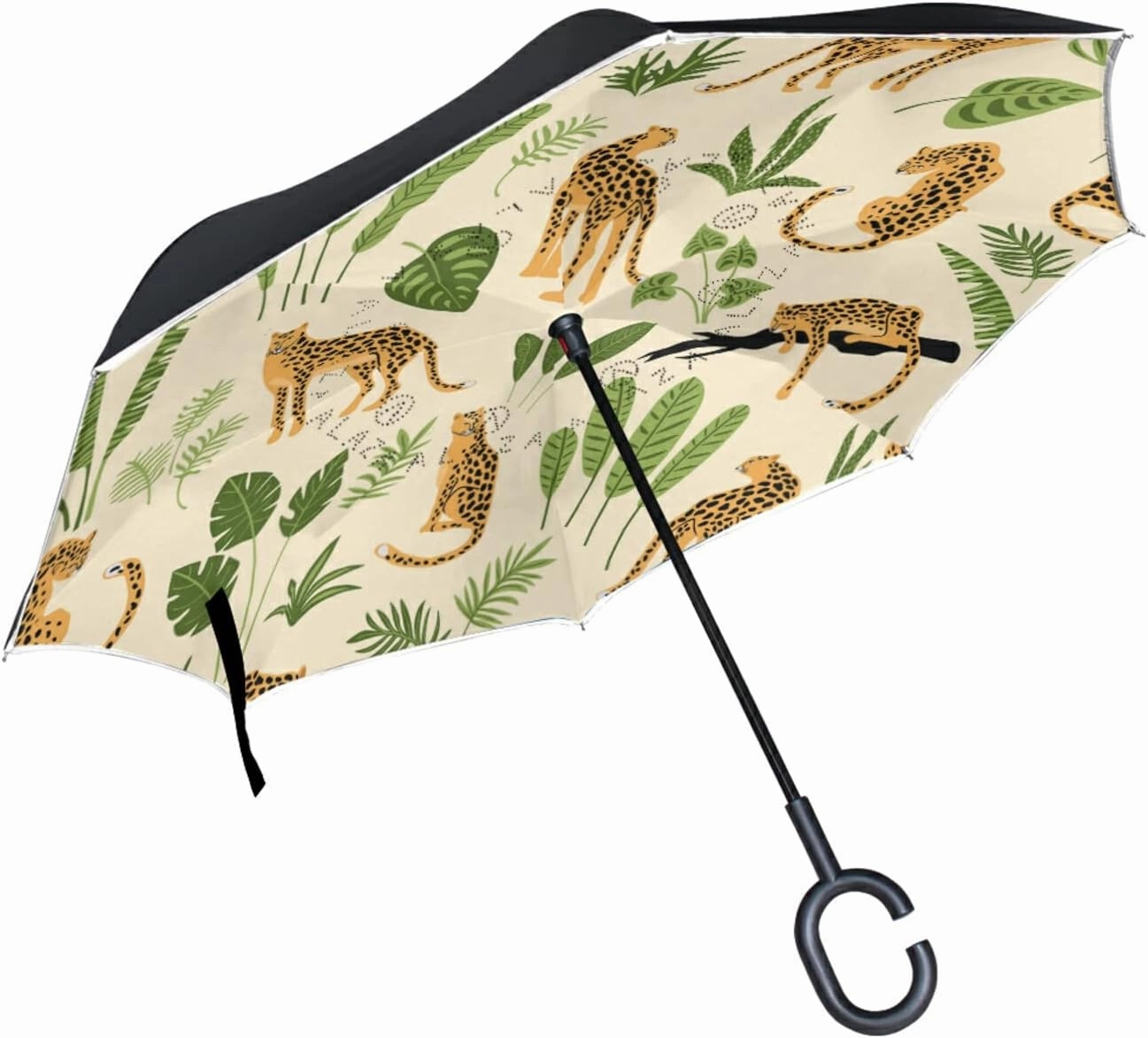Oyihfvs Double Layer Inverted Umbrella, With C-Shaped Handle Windproof UV Proof Durable Parasol, For Men Women Outdoor Folding Rain Sun