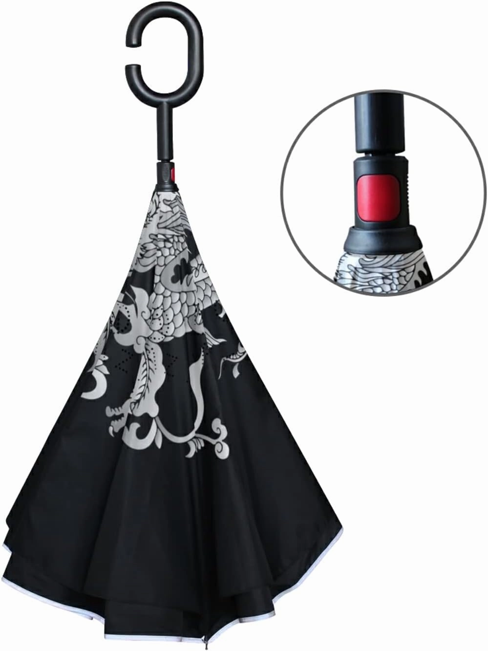 Oyihfvs Double Layer Inverted Umbrella, With C-Shaped Handle Windproof UV Proof Durable Parasol, For Men Women Outdoor Folding Rain Sun