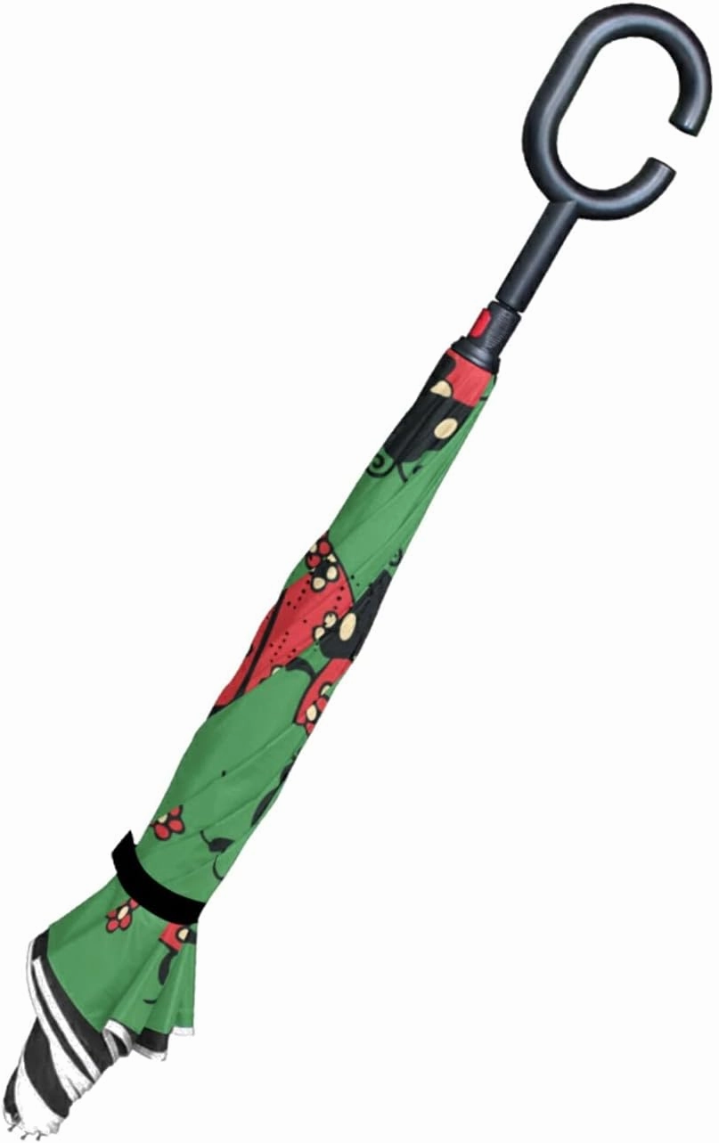 Oyihfvs Double Layer Inverted Umbrella, With C-Shaped Handle Windproof UV Proof Durable Parasol, For Men Women Outdoor Folding Rain Sun