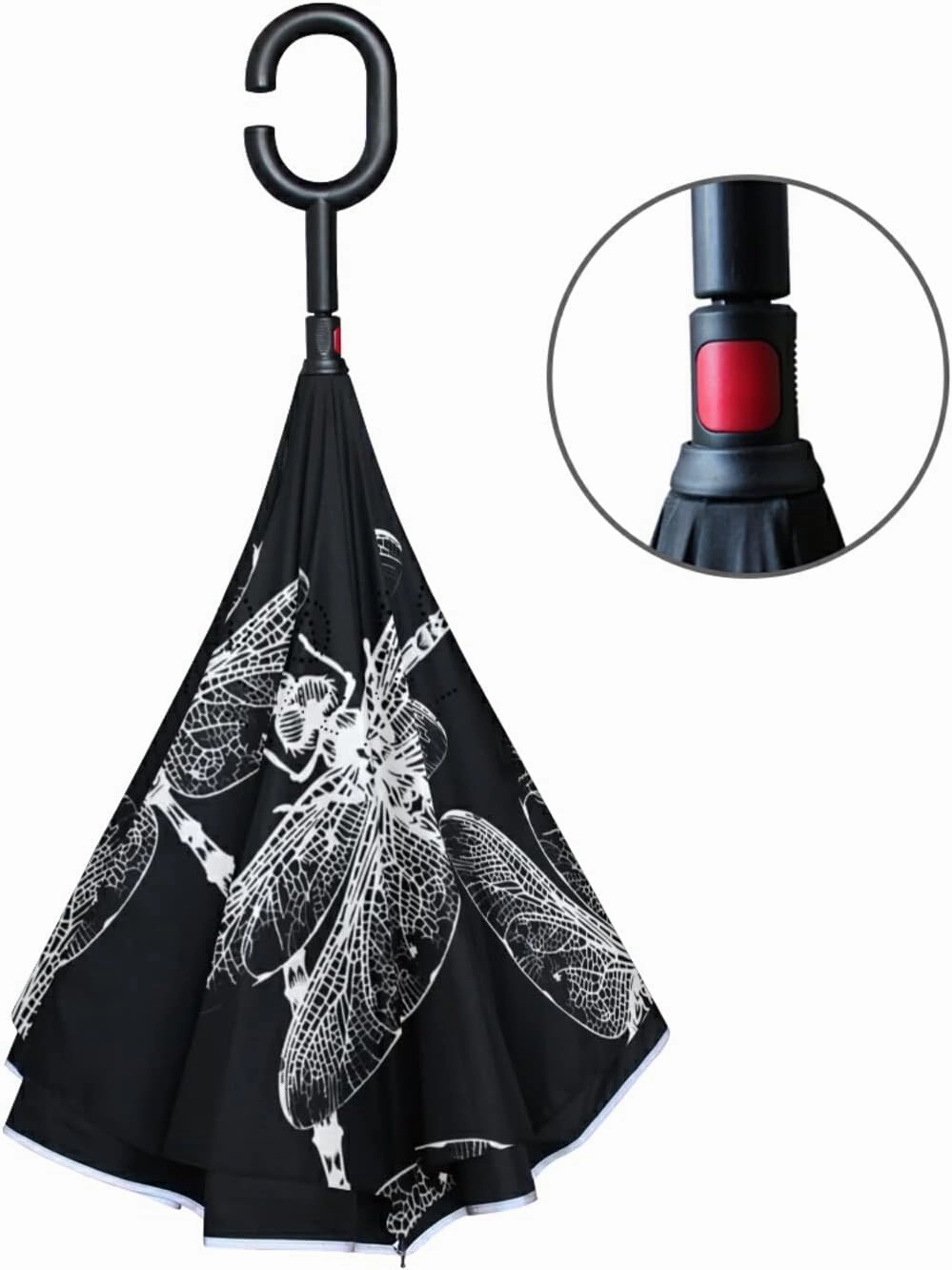 Oyihfvs Double Layer Inverted Umbrella, With C-Shaped Handle Windproof UV Proof Durable Parasol, For Men Women Outdoor Folding Rain Sun