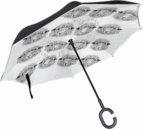 Oyihfvs Double Layer Inverted Umbrella, With C-Shaped Handle Windproof UV Proof Durable Parasol, For Men Women Outdoor Folding Rain Sun