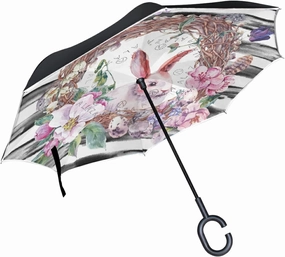Oyihfvs Double Layer Inverted Umbrella, With C-Shaped Handle Windproof UV Proof Durable Parasol, For Men Women Outdoor Folding Rain Sun