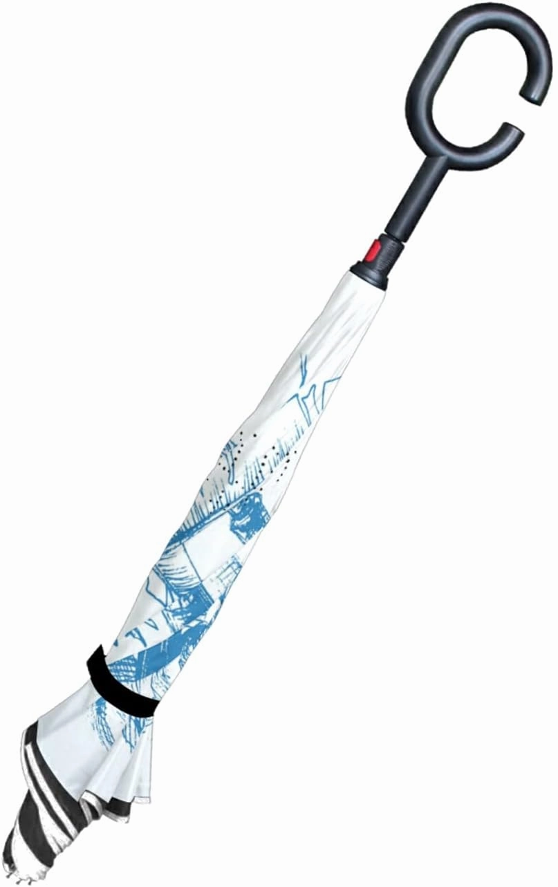 Oyihfvs Double Layer Inverted Umbrella, With C-Shaped Handle Windproof UV Proof Durable Parasol, For Men Women Outdoor Folding Rain Sun