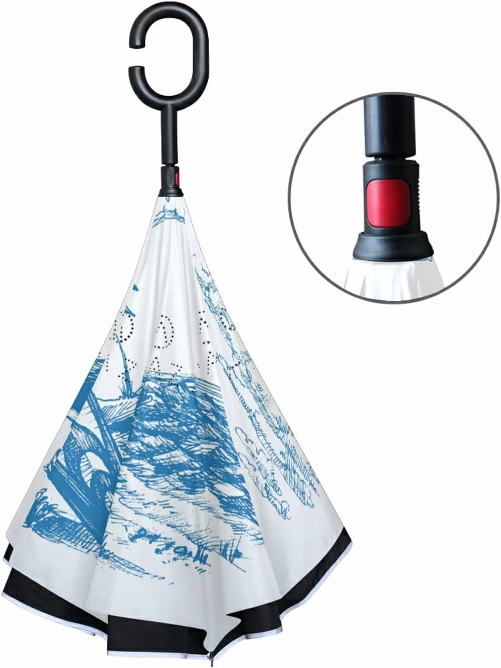 Oyihfvs Double Layer Inverted Umbrella, With C-Shaped Handle Windproof UV Proof Durable Parasol, For Men Women Outdoor Folding Rain Sun