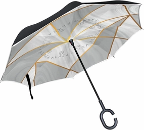 Oyihfvs Double Layer Inverted Umbrella, With C-Shaped Handle Windproof UV Proof Durable Parasol, For Men Women Outdoor Folding Rain Sun