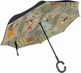 Oyihfvs Double Layer Inverted Umbrella, With C-Shaped Handle Windproof UV Proof Durable Parasol, For Men Women Outdoor Folding Rain Sun
