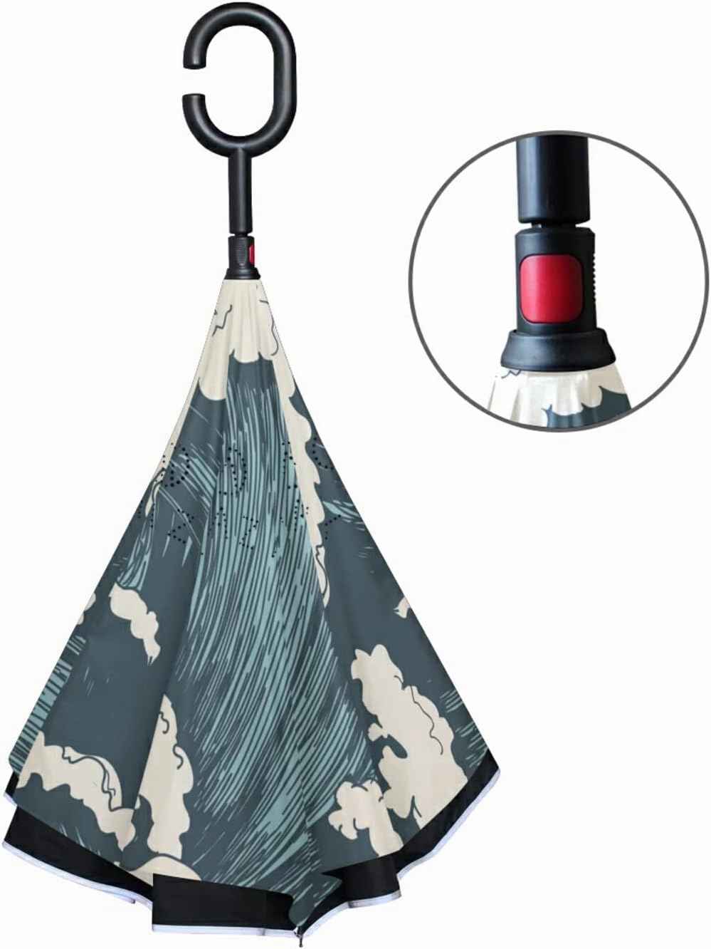 Oyihfvs Double Layer Inverted Umbrella, With C-Shaped Handle Windproof UV Proof Durable Parasol, For Men Women Outdoor Folding Rain Sun