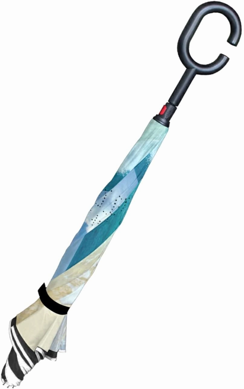 Oyihfvs Double Layer Inverted Umbrella, With C-Shaped Handle Windproof UV Proof Durable Parasol, For Men Women Outdoor Folding Rain Sun
