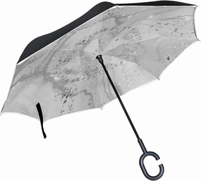 Oyihfvs Double Layer Inverted Umbrella, With C-Shaped Handle Windproof UV Proof Durable Parasol, For Men Women Outdoor Folding Rain Sun
