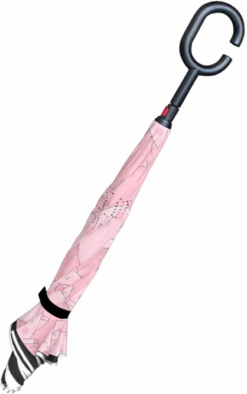 Oyihfvs Double Layer Inverted Umbrella, With C-Shaped Handle Windproof UV Proof Durable Parasol, For Men Women Outdoor Folding Rain Sun