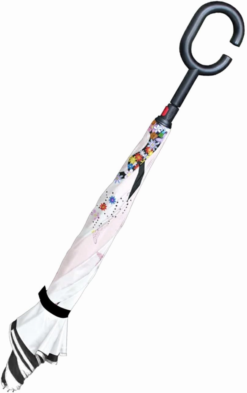 Oyihfvs Double Layer Inverted Umbrella, With C-Shaped Handle Windproof UV Proof Durable Parasol, For Men Women Outdoor Folding Rain Sun