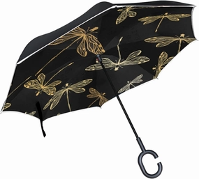 Oyihfvs Double Layer Inverted Umbrella, With C-Shaped Handle Windproof UV Proof Durable Parasol, For Men Women Outdoor Folding Rain Sun