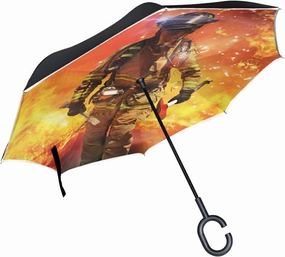 Oyihfvs Double Layer Inverted Umbrella, With C-Shaped Handle Windproof UV Proof Durable Parasol, For Men Women Outdoor Folding Rain Sun