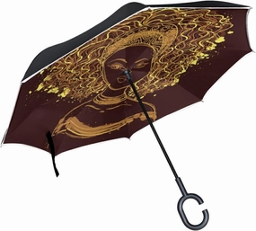 Oyihfvs Double Layer Inverted Umbrella, With C-Shaped Handle Windproof UV Proof Durable Parasol, For Men Women Outdoor Folding Rain Sun