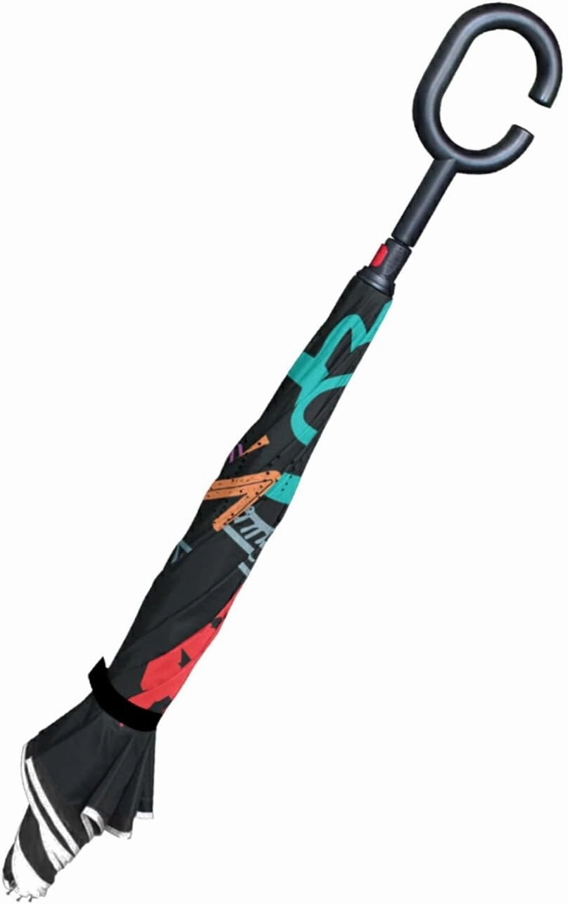 Oyihfvs Double Layer Inverted Umbrella, With C-Shaped Handle Windproof UV Proof Durable Parasol, For Men Women Outdoor Folding Rain Sun