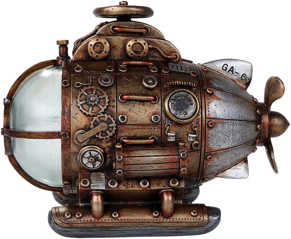 Pacific Giftware Steampunk Nautilus Explorer Submarine Collectible Sci Fi Fantasy Figurine with Color Changing LED Lights Battery Operated 7.75 Inches Long