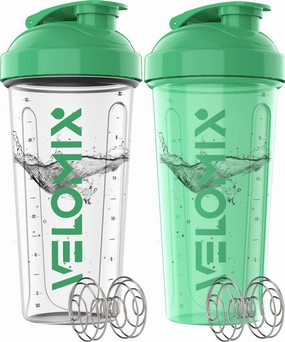 Pack Of 2-28 Oz Protein Shaker Bottles for Protein Mixes - 2x Wire Whisk, Leak Proof Shaker Cups, Protein Shaker Bottle Pack, Shakers for Protein Shakes-Turquoise & Transparent