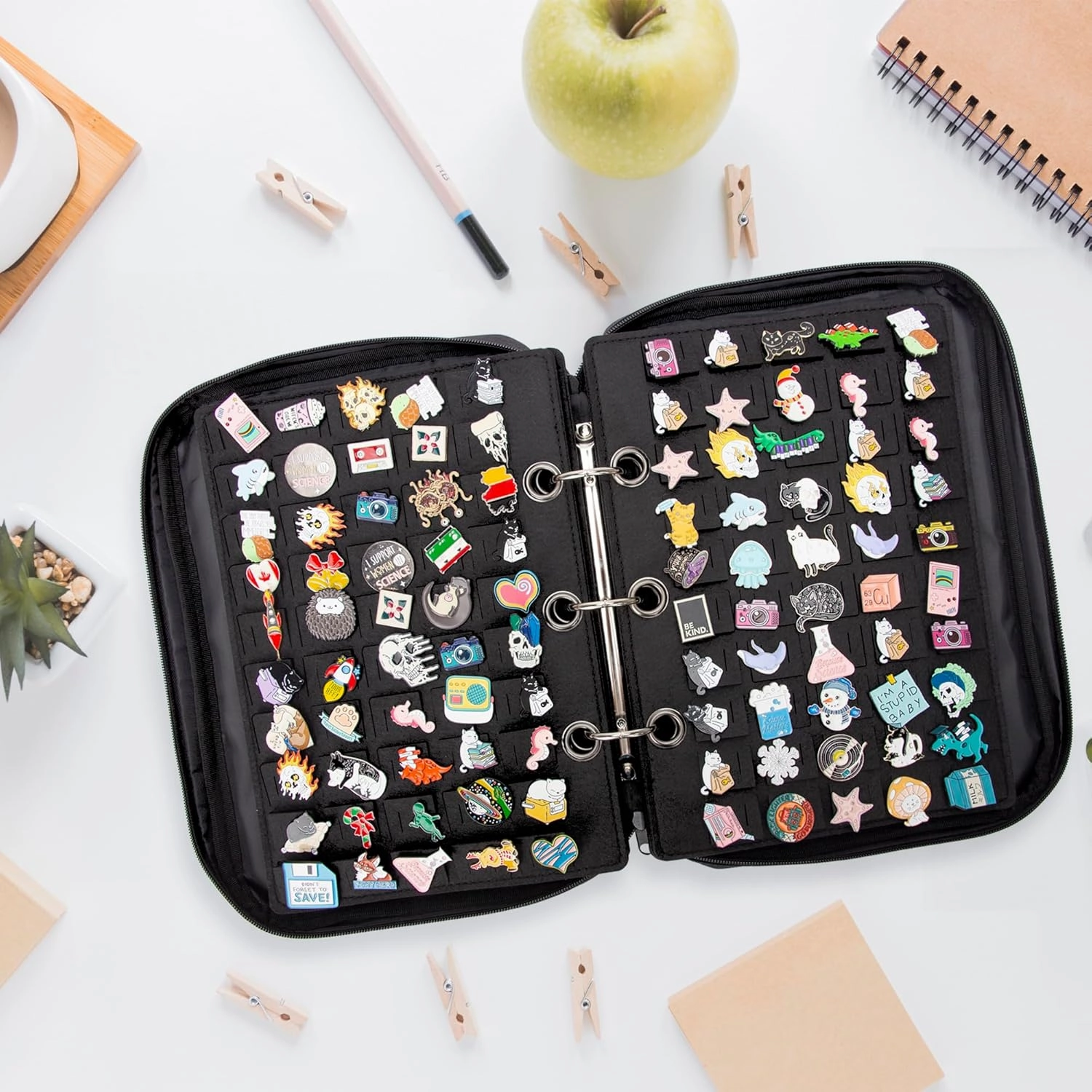 PACMAXI Enamel Pin Display Case, Pins Storage Organizer, Travel Brooch Display Bag