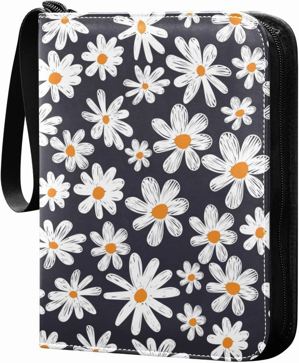 Painted-flowers 400 pockets Game Card Binder with Removable Sleeves Trading Card PU Waterproof Sturdy Protectors Holder Collectible Album for Sports Card Collection Storage