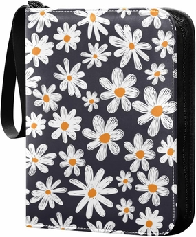 Painted-flowers 400 pockets Game Card Binder with Removable Sleeves Trading Card PU Waterproof Sturdy Protectors Holder Collectible Album for Sports Card Collection Storage