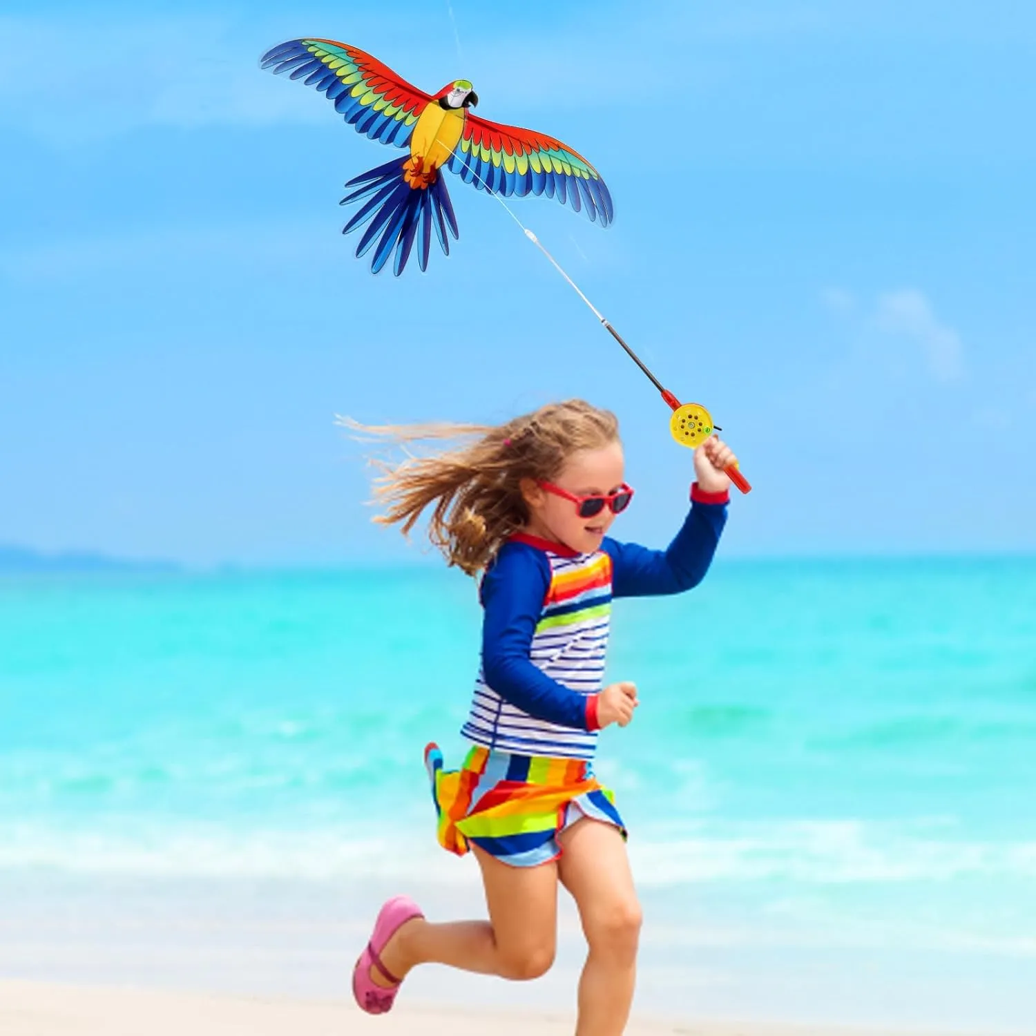 Palksky Kites for Kids Adults Beginner Easy to Fly, Beach Kite for Beach Park Outdoor Game Activities - 13x8 in, 98ft Kite String with Reel and Handle